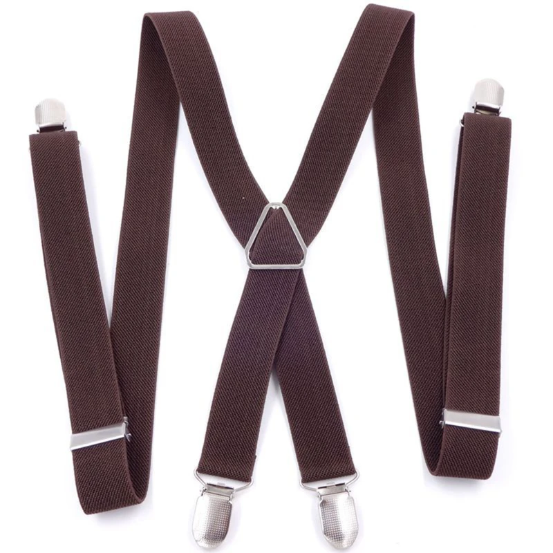 X Unisex Bretels Mannen Vrouwen Verstelbare Elastische Effen Kleuren X Back Clips Op Broek Bretels Voor Mannen En Vrouwen