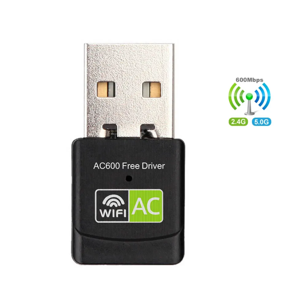 Adaptador WiFi de doble banda, antena USB de 600Mbps, 2,4/5 GHz, tarjeta de red inalámbrica