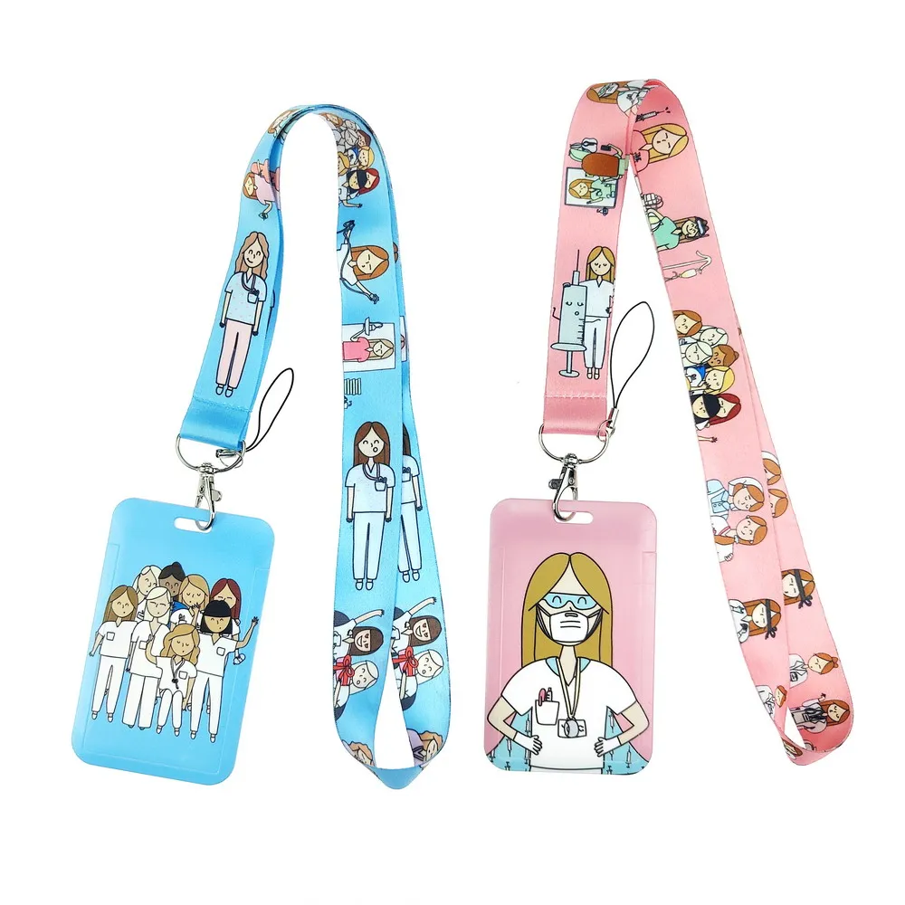 Little doctor PVC Card Cover Student Campus Hanging Neck Bag Card Holder Lanyard ID Card Holders key chain ﻿