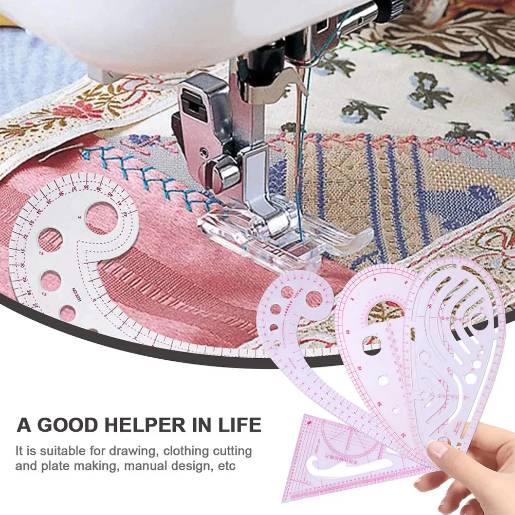 9pcs Measuring Ruler Set Dressmaking Sewing Tools For Tailors Diy Crafts Plastic Curve Shaped Transparent Ruler Clothing Design