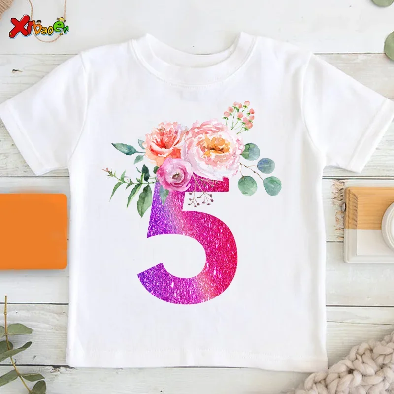 

birthday girl shirt fashion kids birthday outfits 3 4 5 6 7 8 9 10 years 5th 6th 7th flower birthday shirt girls cute clothe