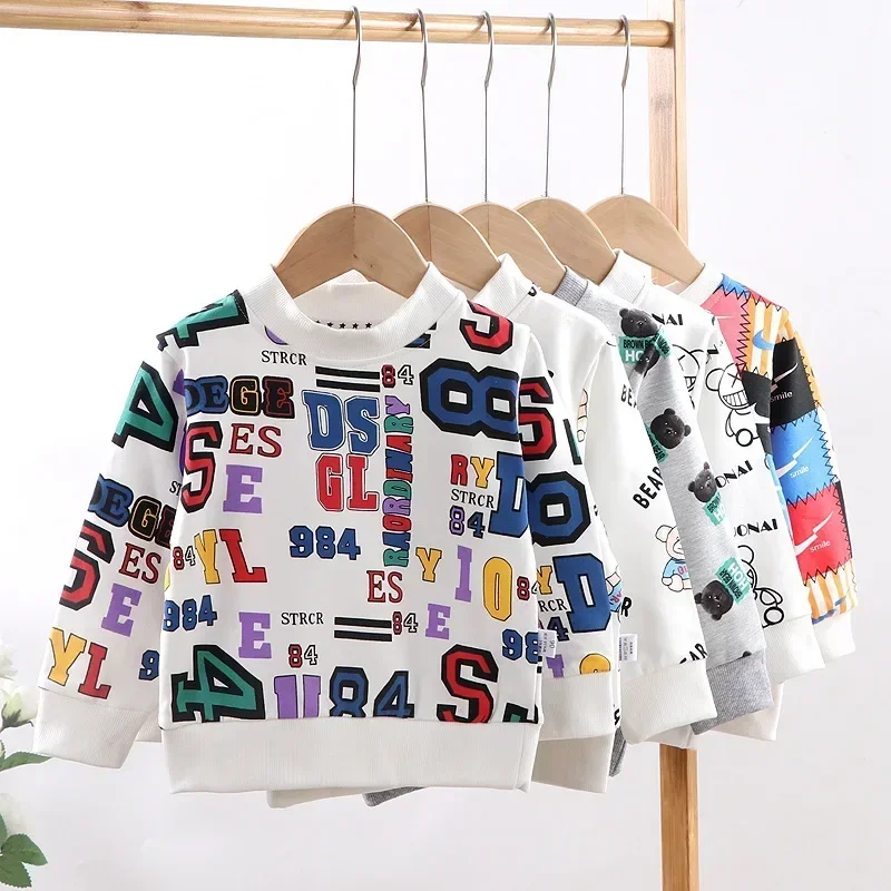 

Children Sweater Cotton Kids T-shirt Boy's Girl's Long Sleeve Dress Cartoon Pattern Spring Autumn Clothes Dresses Kids Clothes