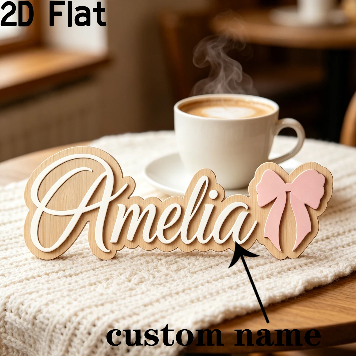Personalized Bow Decor Wooden  - Photography Prompt recension och pris