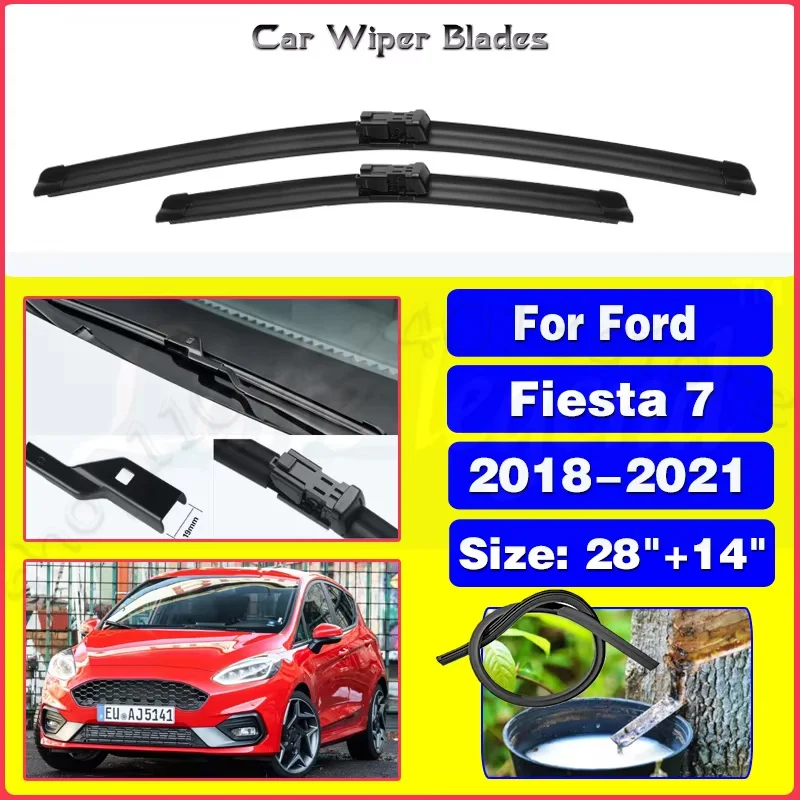 

For Ford Fiesta 7 2018 - 2021 Windshield Windscreen Clean Window Car Rain Brushes 28"+14" Silent upgrade version