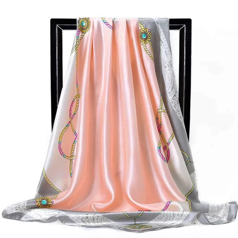 Foulard Carré Imprimé de Luxe Quatre Saisons, Châles de Protection Solaire de Plage, Nouveau Style Populaire, Écharpes de Voyage à la Mode, 90x90cm,