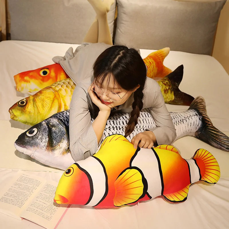 30-80cm 3D Simulation Gold Fish Plush Toys Stuffed Soft Animal Carp Plush Pillow Lovely Pet Toys Birthday Gift