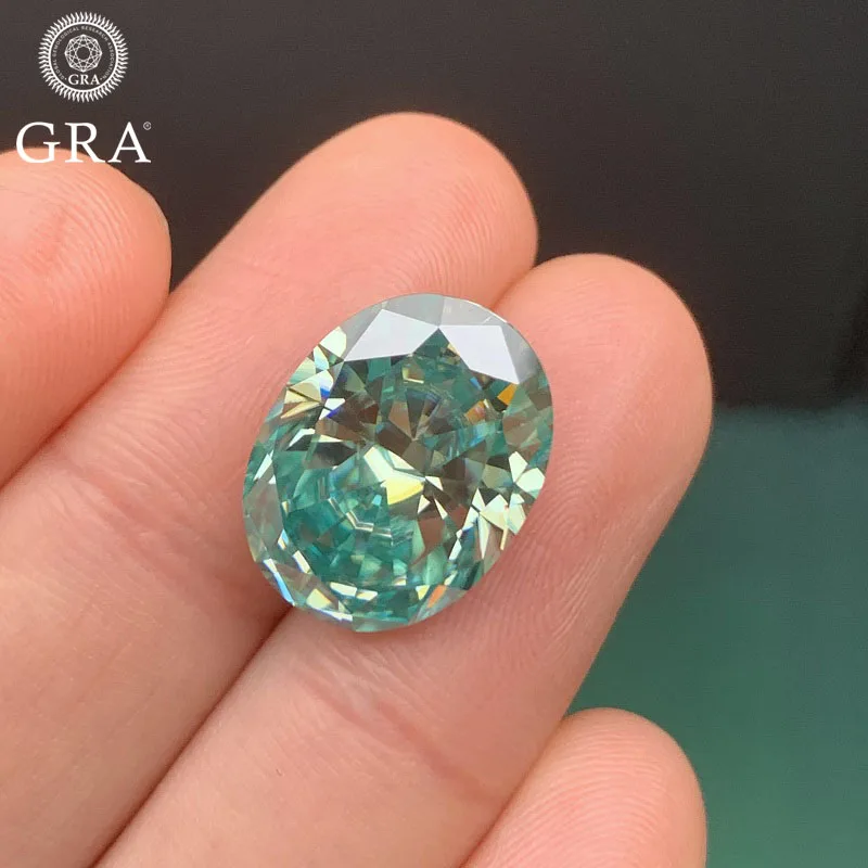 

Ruif Oval Shape Original Green Like Paraiba Color Moissanite Stone with Certificate Lab Grown Diamond Pass Diamond Tester