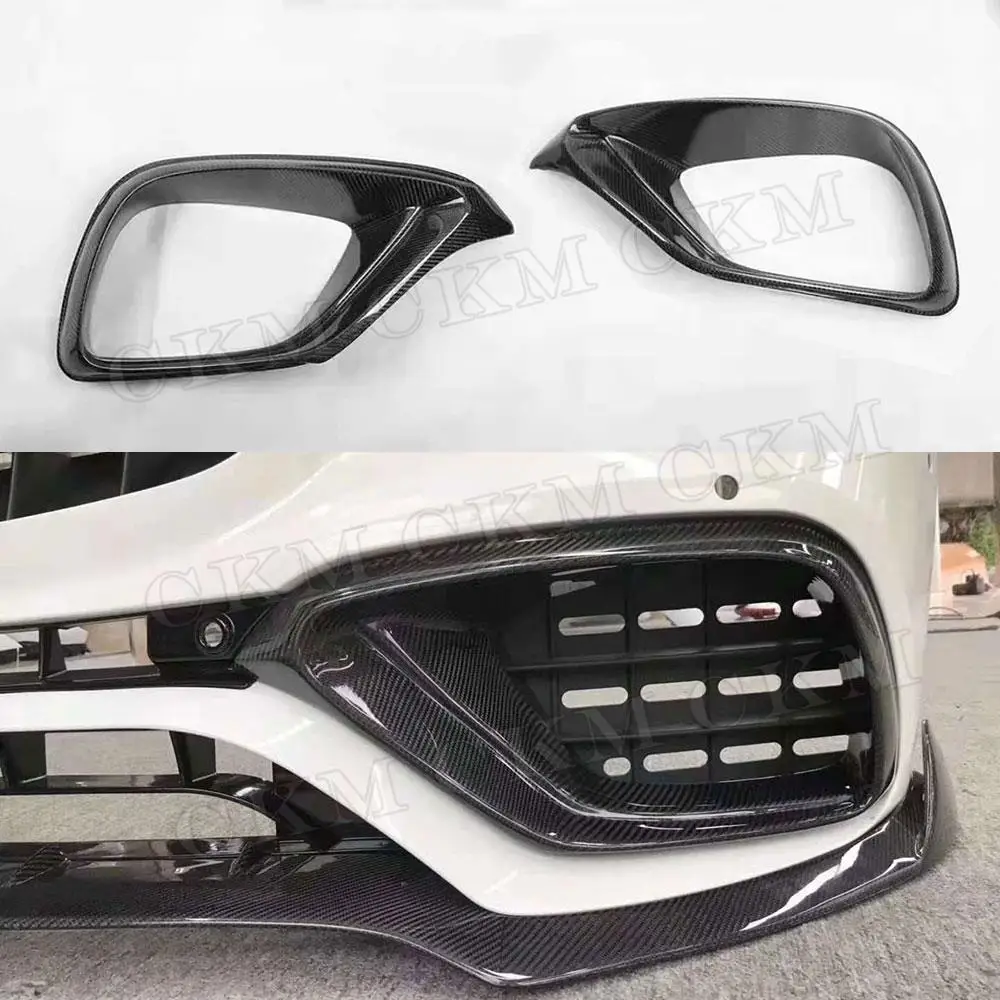 Carbon Fiber Front Bumper Air Vent Outlet Fog Cover Trim for Mercedes Benz E Class W213 E63 AMG 2017-2019