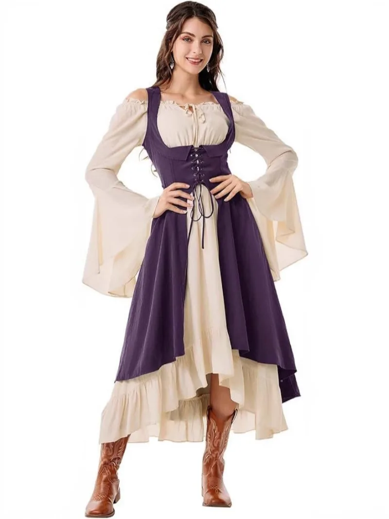 Mittelalterlicher Umhang für Damen, Cosplay-Kostüm, Ärmelloser Offener Umhang aus Polyester, Kriegerin-Kostüm für Halloween, Karneval, Party, Cosplay-Kleid 2026 – Detail 2