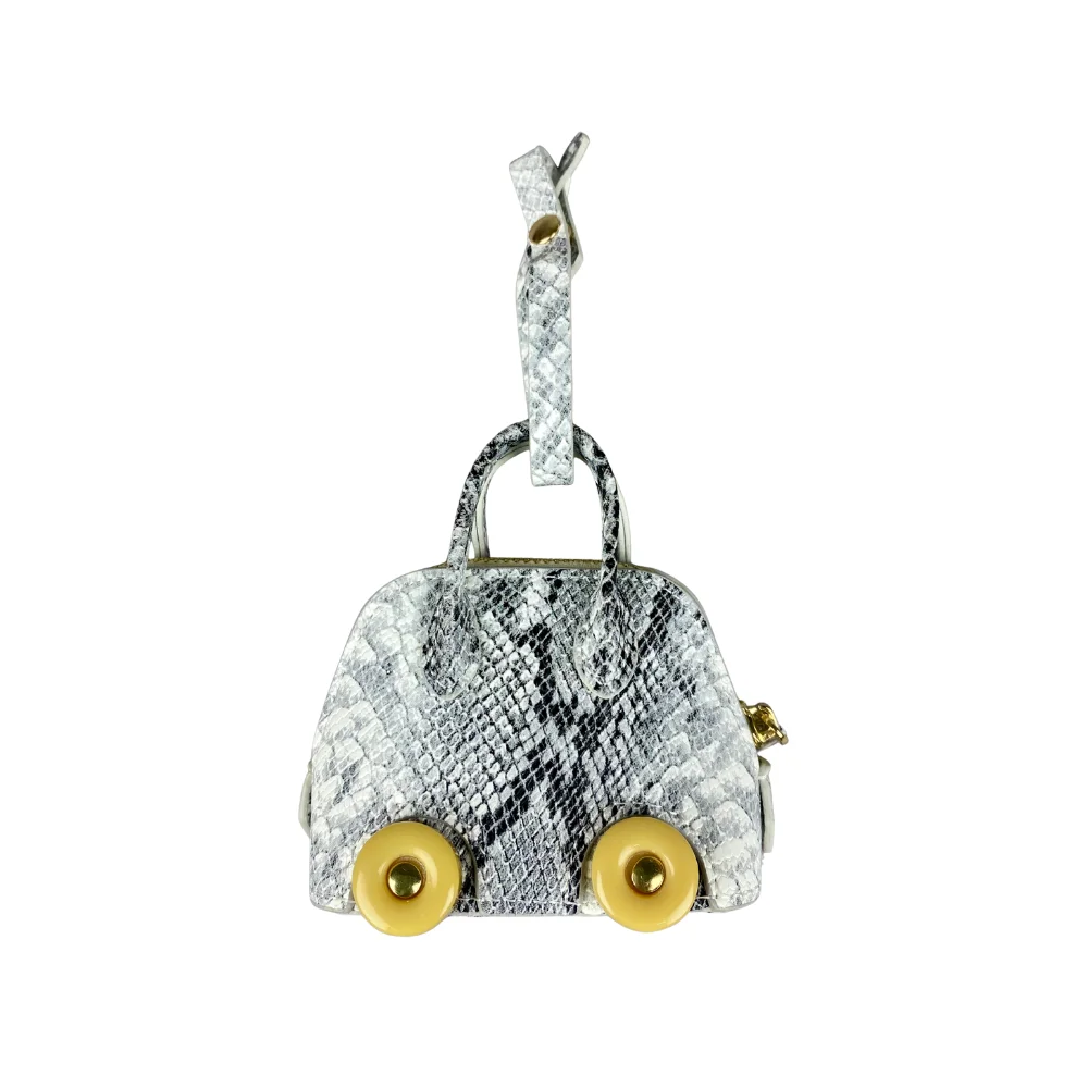 Mini-Tasche aus Leder mit Schlangenprägung – Ohrhörer- und Lippenstiftbeutel mit kontrastfarbenen Rädern – PU-Leder-Tasche Charm – ideales Geschenk für Frauen – Detail 16