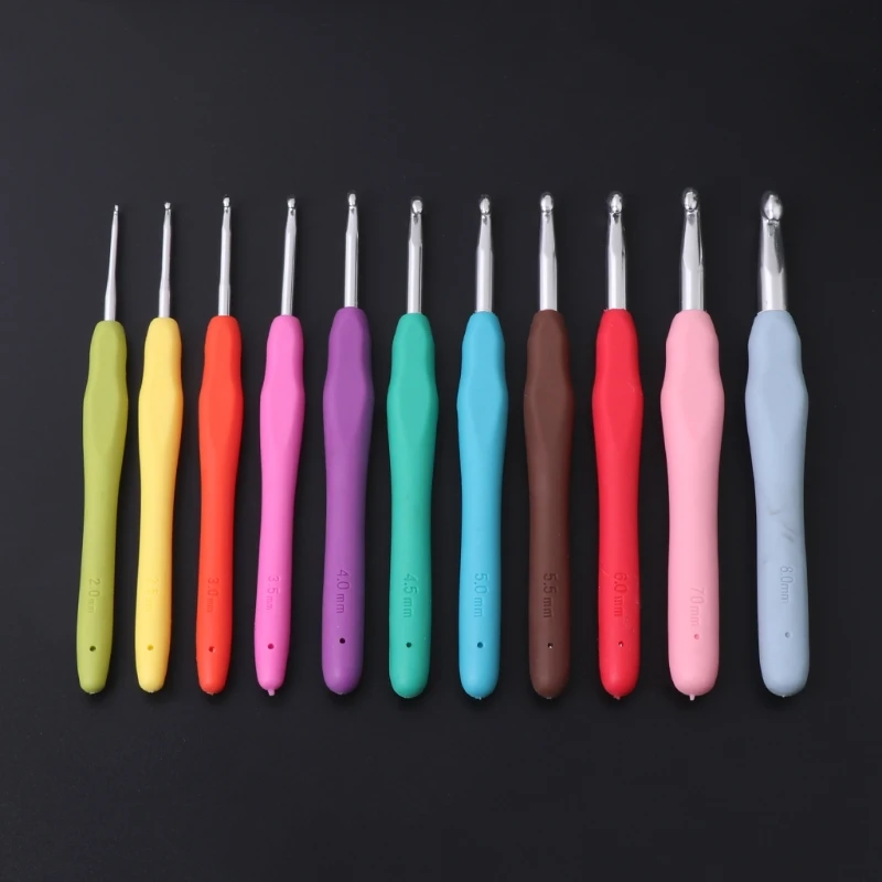 Ergonomic Multi Colour Crochet Hooks Yarn Knitting Needles 2-8mm with for Case T A0KC