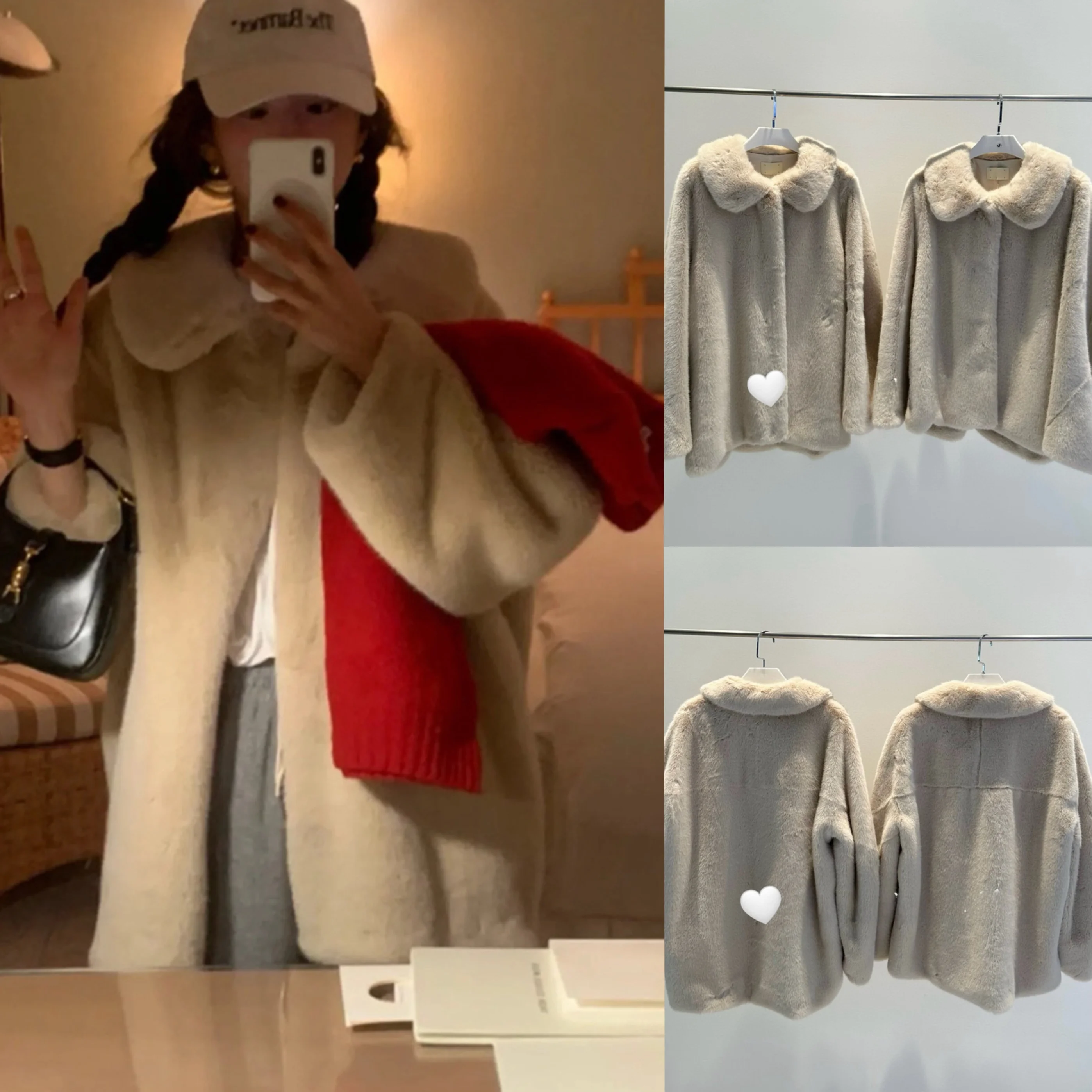 

Eco-Friendly Fur Coat Women's Loose Collar Winter Warm Outerwear White Bear Design Versatile Sle Long Sve Color