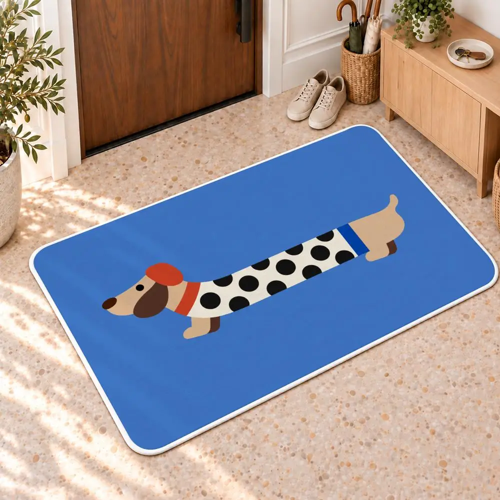 Cute Dachshund Dog Floor Mat Flannel Rug Soft Non Slip Door Mat for Bathroom Bedroom Entryway Home Decor Gift