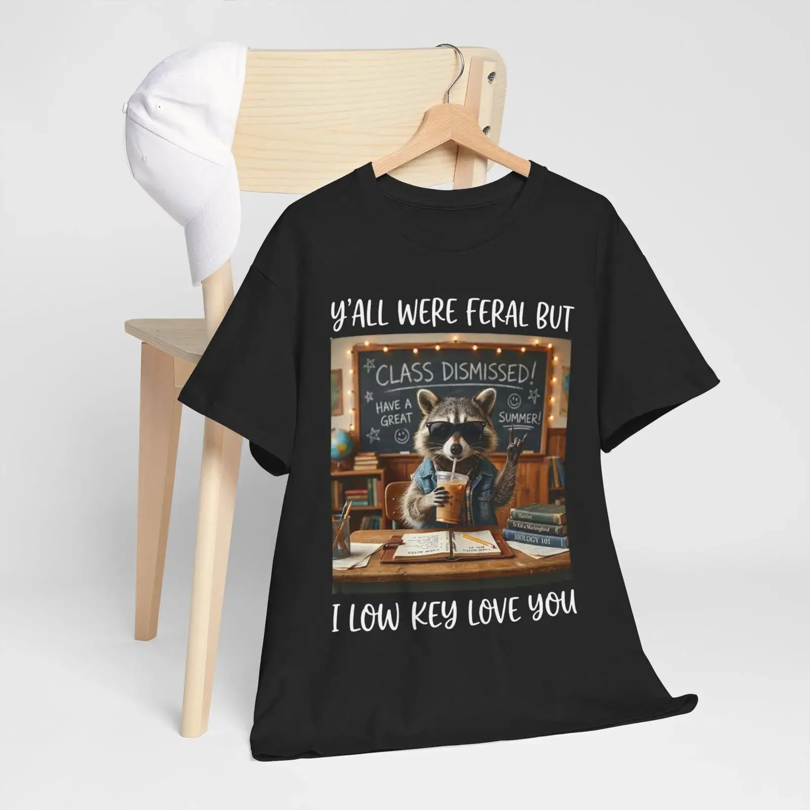 Y'all Were Feral But I Low Key Love You T Shirt Funny Teacher Educator Humor Top vintage Washed Top For Everyday Wear Versatile