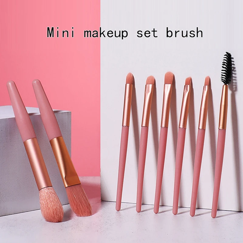 8 Stuks Mini Oogschaduw Foundation Poeder Wimper Lip Concealer Blush Make-Up Brush Set Reis Draagbare Zachte Make-Up Borstels Set