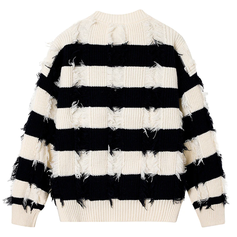 Nouveau automne hiver hommes vêtements intérieurs et extérieurs confortable respirant à la maison pull haut de haute qualité rayé chaud tricot pull