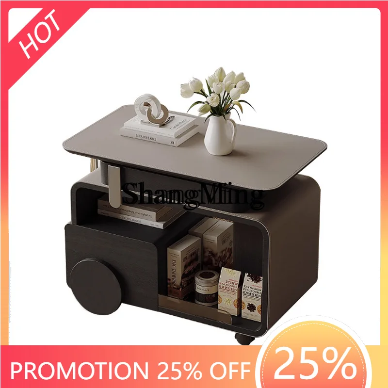 

ZYY домашний высококачественный черный мобильный журнальный столик из цельного дерева, подъемный журнальный столик для гостиной, дома, дивана, боковой шкаф, тележка