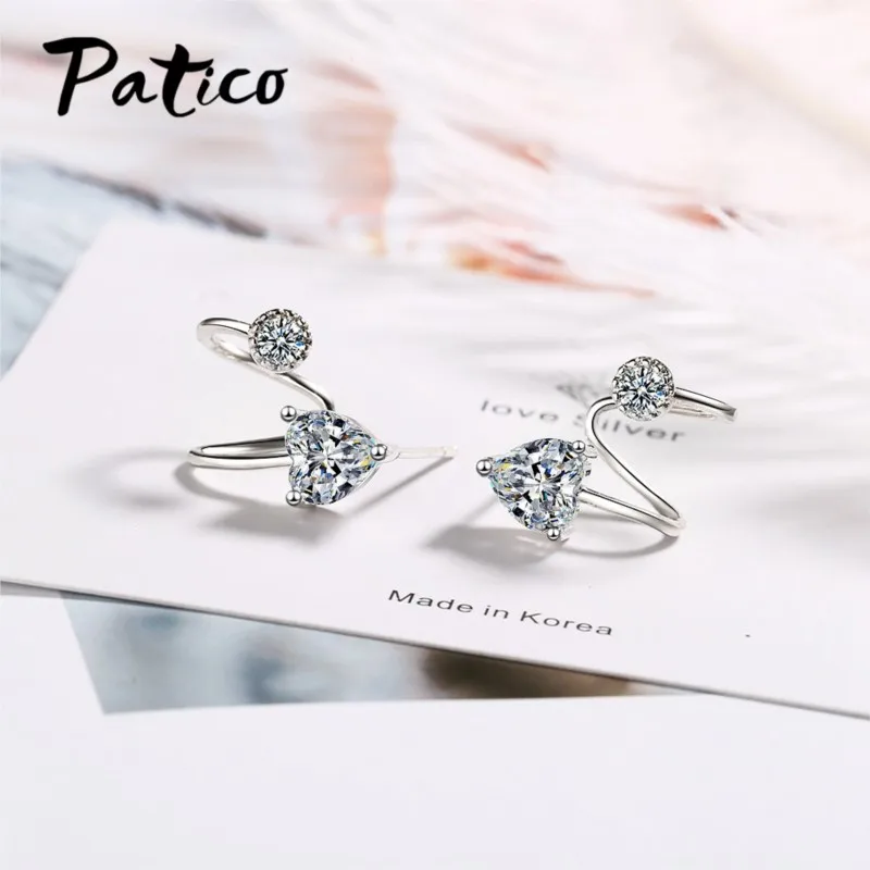 Fashion 925 Sterling Silver Cubic Zircon Ear Cuff Fake Piercing Clip On Earrings Jewelry Bijoux Boucle Doreille Clip