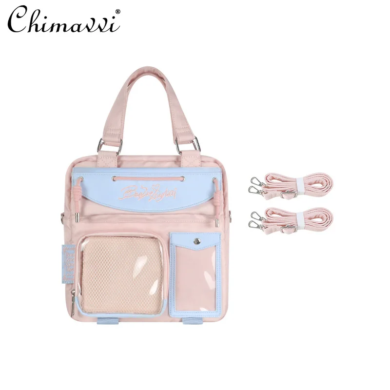 Japanese New Canvas Transparent Shoulder Pain Bag Oblique Span Shoulder Bag College Girl Versatile Large-capacity Bag Women