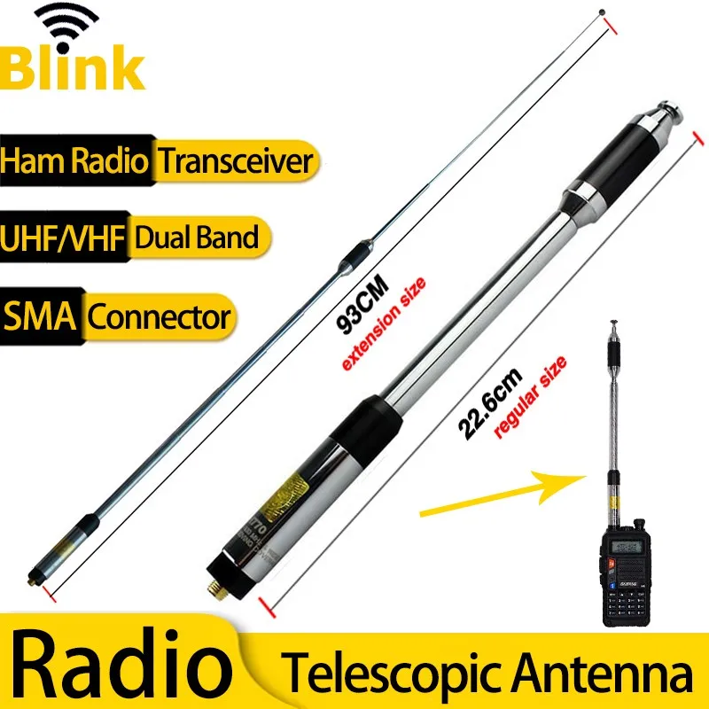 RH770 Telescopic Handheld Radio Antenna 144/430M Dual Band  Walkie-talkie Antenna for Harvest Kenwood Baofeng HYT Wouxun Linton