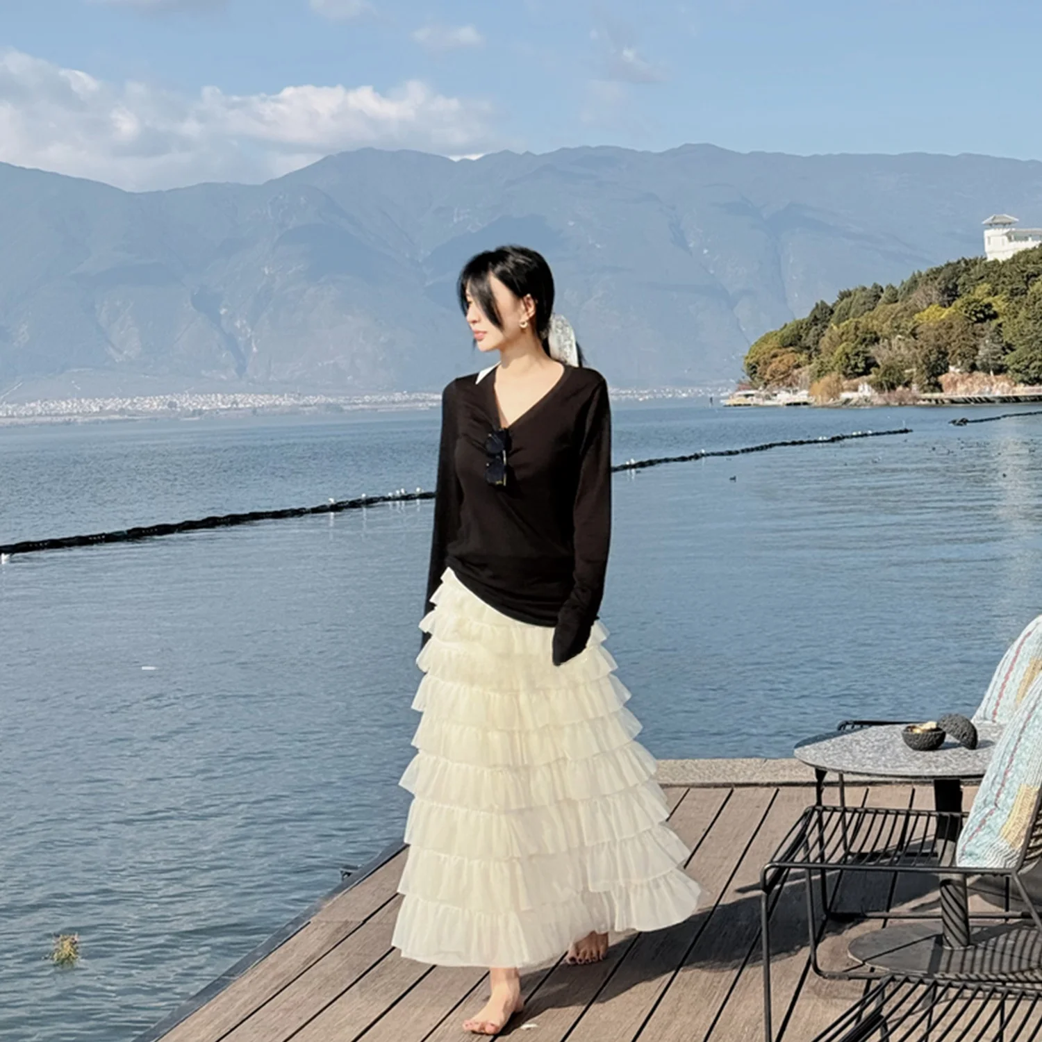

MBNLF 3D Cake Skirt High Densi Fairy T f Skirt XMXQZ200 Spring 2025 Women's Premium Faion Me Skirts
