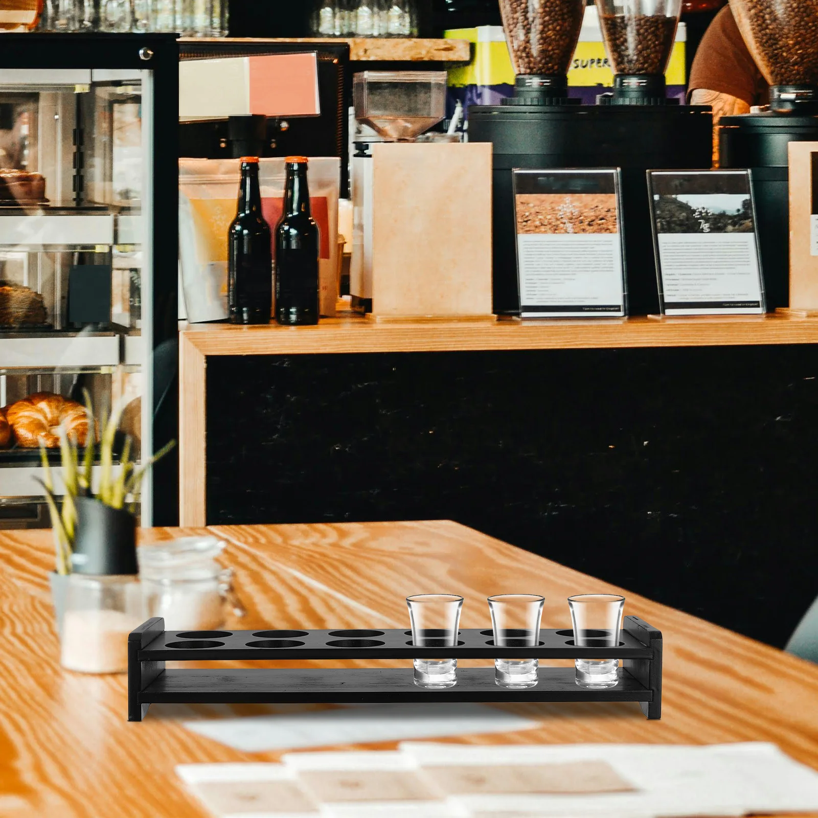 Soporte para vasos de chupito de madera de imitación, elegante organizador de almacenamiento multifuncional para fiestas en el hogar, Bar, vitrina de 12 agujeros