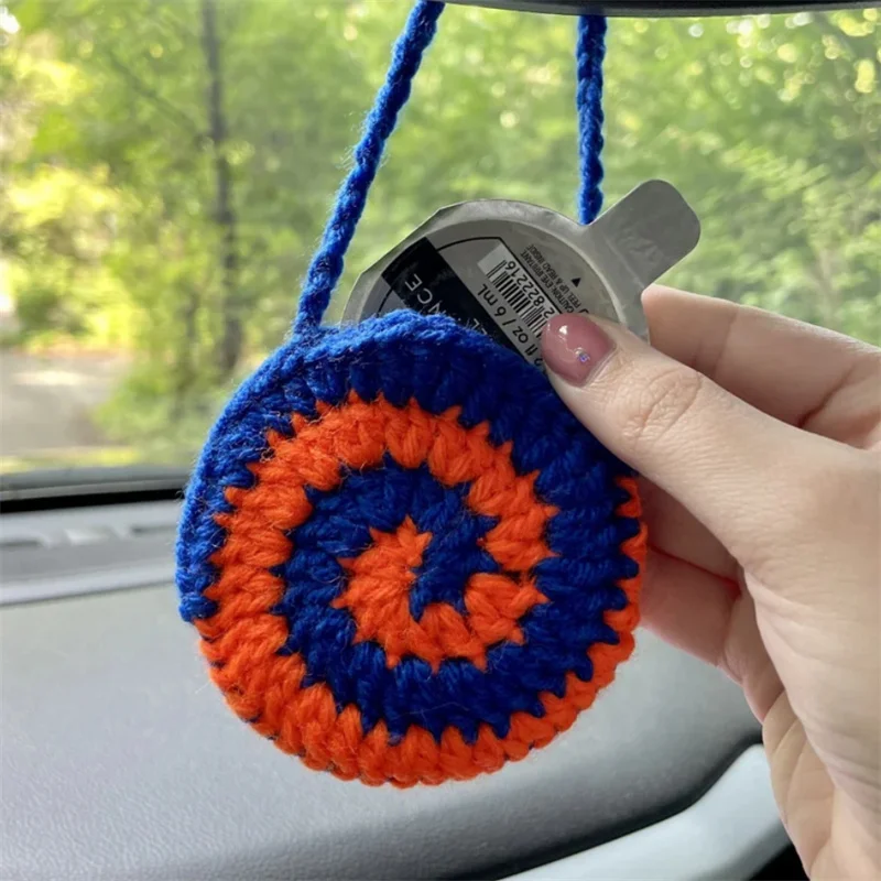 Funny Circle lollipops Car Pendant handmade knitting Car Hanging Ornament  for Car Products Interior Accessories