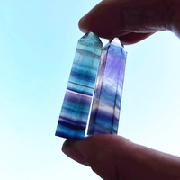 Natural Rainbow Fluorite Quartz Crystal Point Wand Crystal Quartz Tower Crystal Obelisk Healing Crystal Gemstone For Home Decor