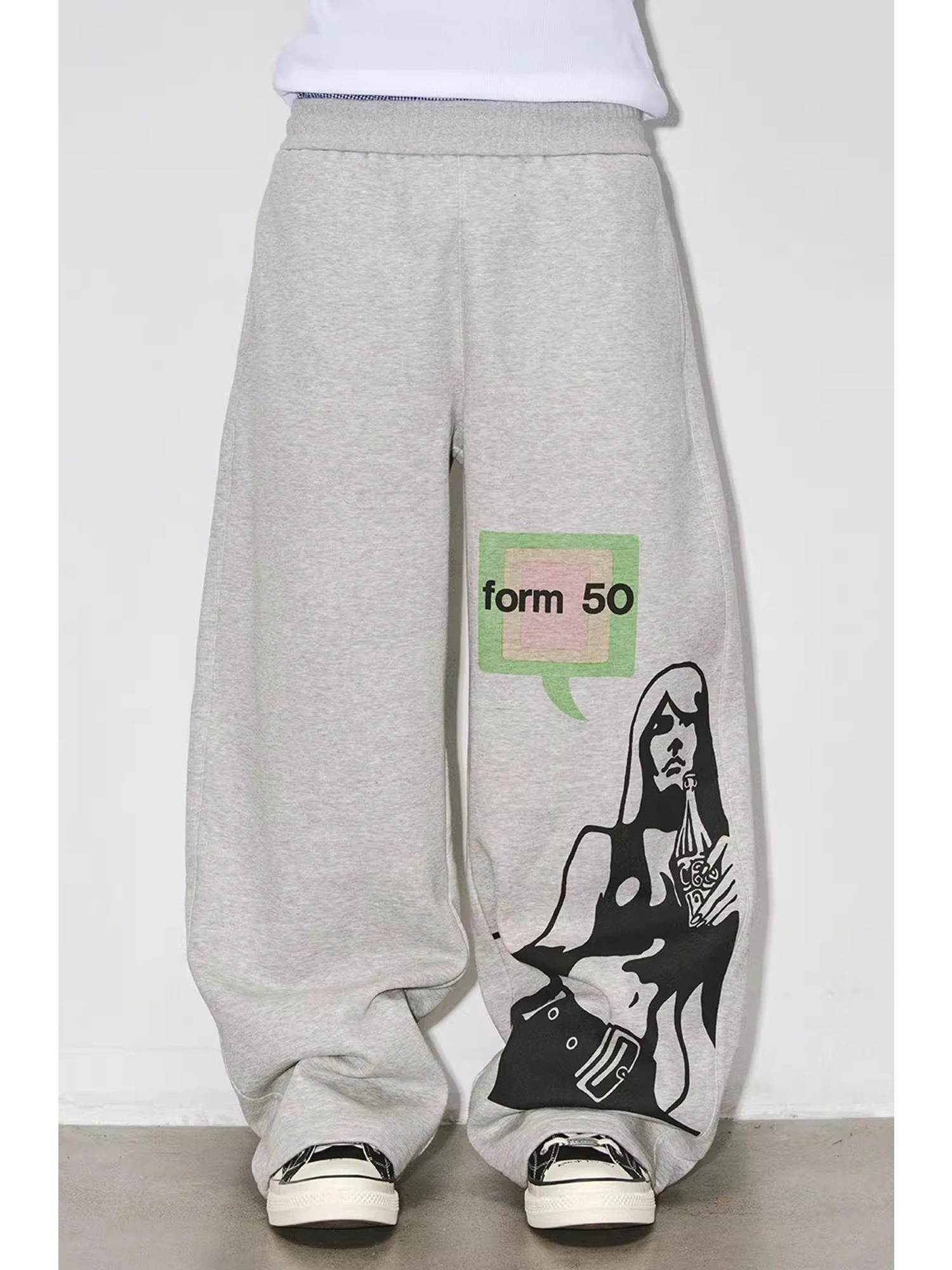 

Casual Loose Wide Leg Pants ex Elastic Waist Couples Sportswear Sweatpants Polyester Fiber Youth All Season Comfortable