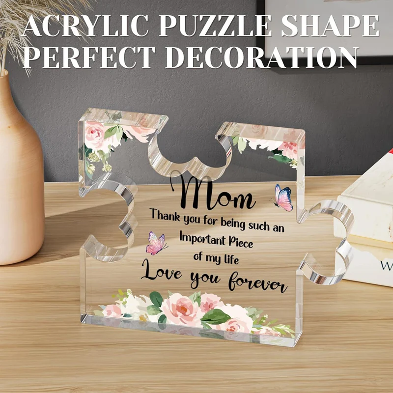 Thank You Mom Gift, Acrylic Puzzle-Shaped Decor Home Decor Grateful Anniversaries Gift for Mother's Valentine's Day