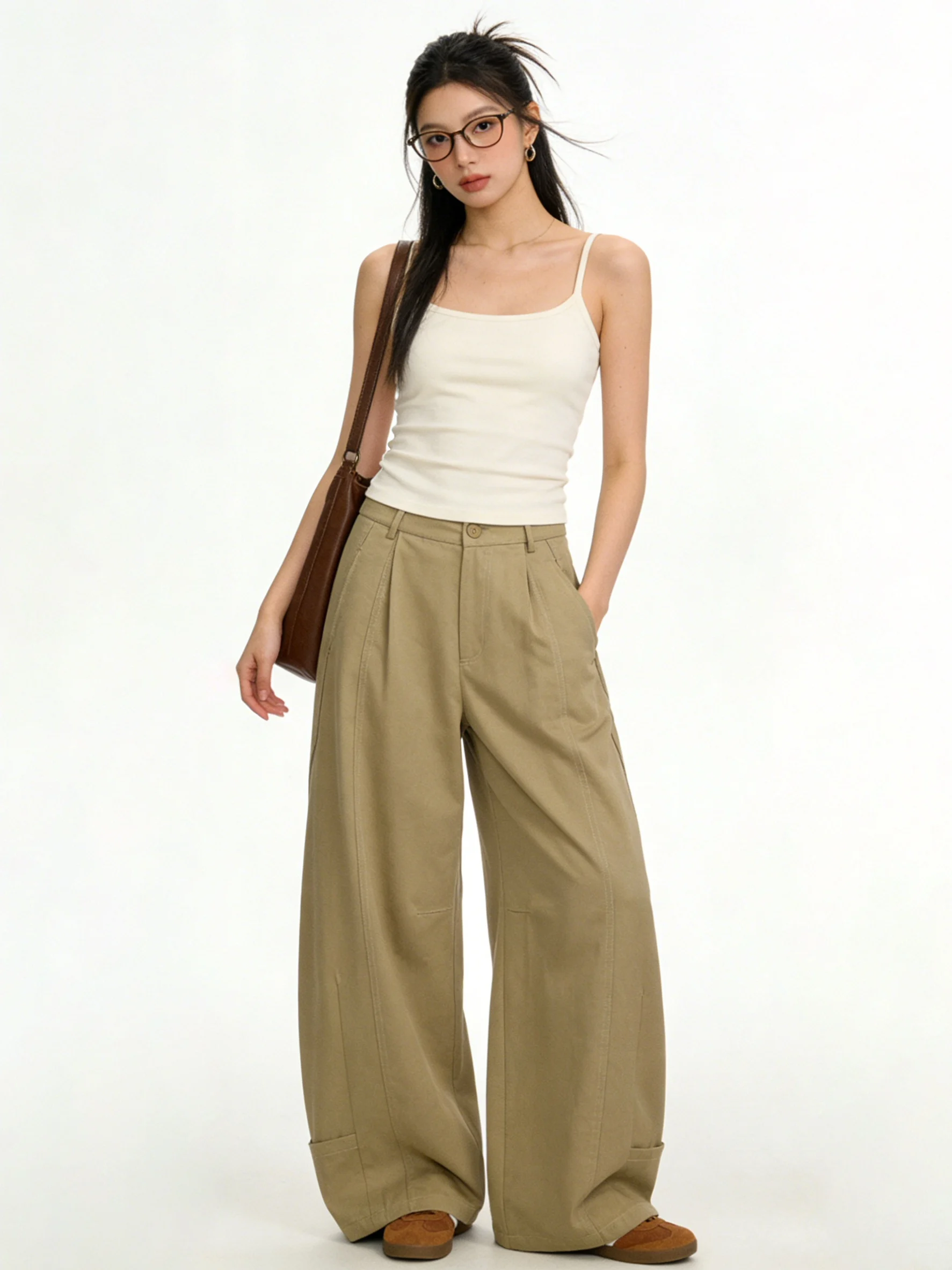 

High Waist Wide Leg Pants Women's Casual Commute Style Spring Slimming Drapey Korean Loose Fit Floor Length Jeans