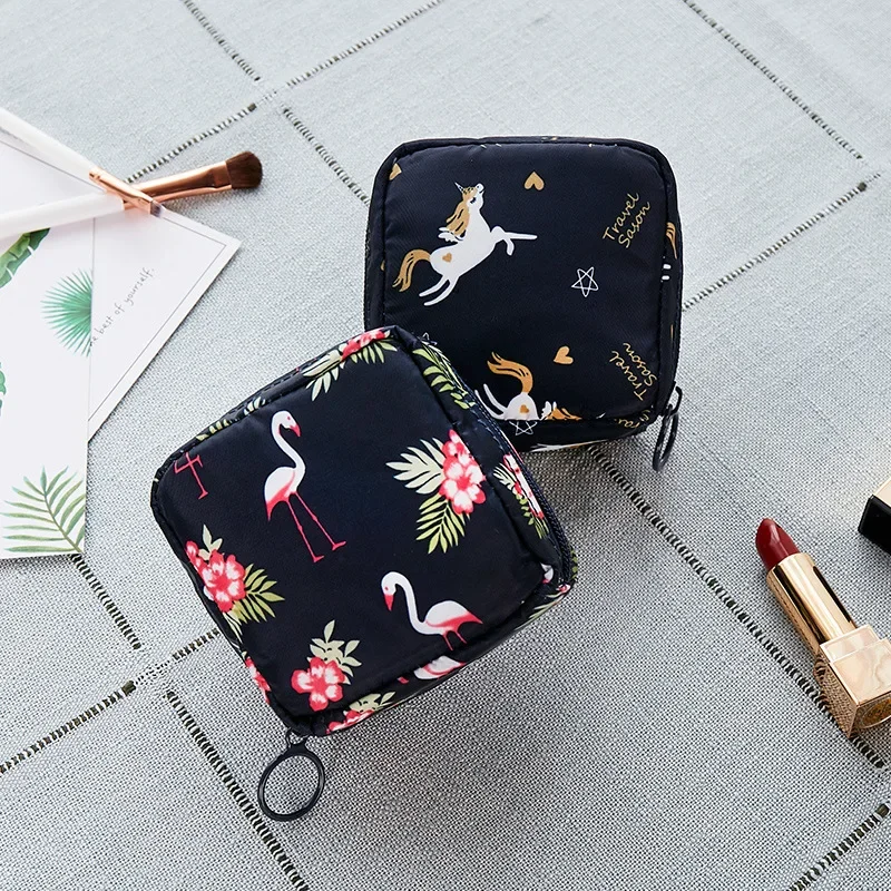 Mini Waterproof Women\'s Cosmetic Bag Girls Flamingo Lipstick Make Up Bags Female Small Travel Makeup Pouch Organizer Case kit