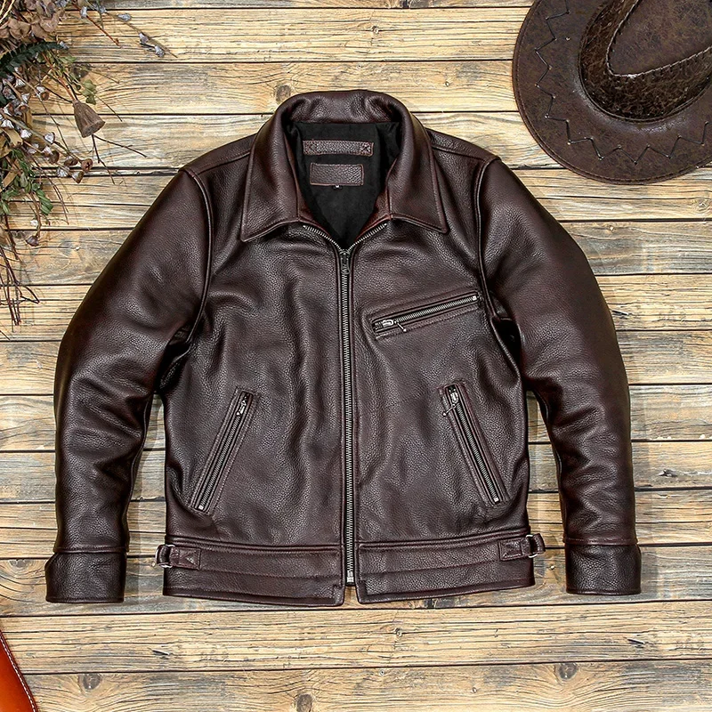 Tailor Brando 1.6mm Full Grain Cowhide Vintage Classic Mulholland Road Slim Fit Genuine Leather Jacket