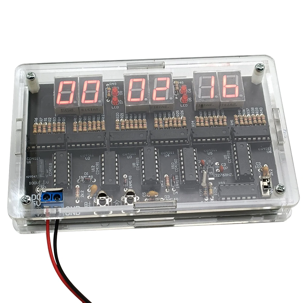 6 Digits DIY Digital Circuit Clock Kit Auto Display Time DIY Alarm Clock Soldering Practice Kit for Students DC 4.5V-5.5V