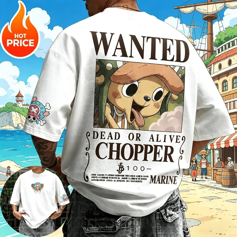 Anime One Piece Chopper Harajuku Herren 2026 Sommer Vintage Übergroßes T-Shirt Locker Sitzend Damen Streetwear Unisex Lässiges Kurzarm-Shirt