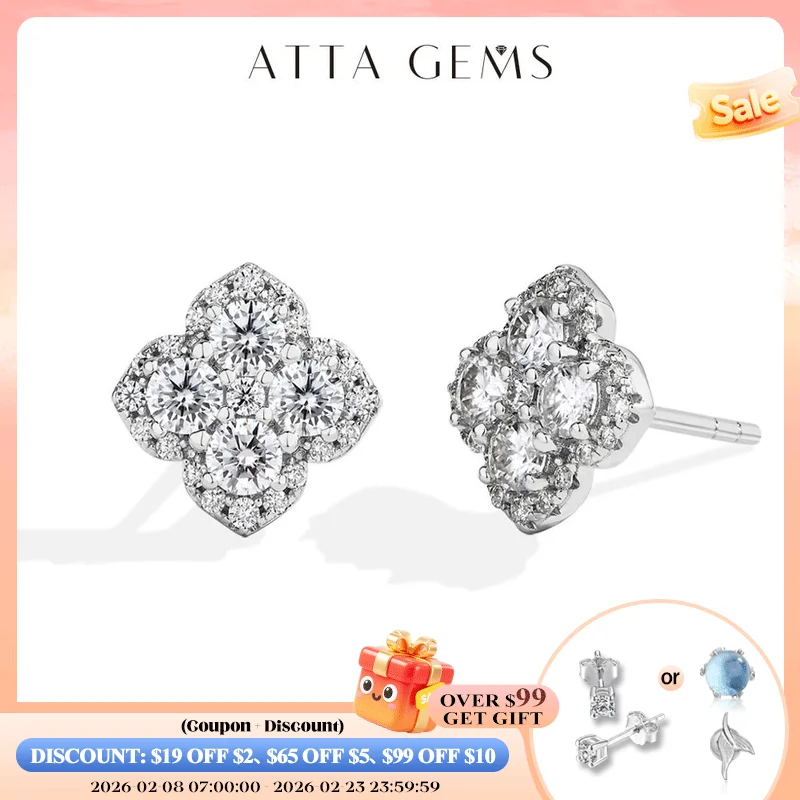 

Серьги Attagems с муассанитом и бриллиантами D VVS1 для женщин, стерлинговое серебро S925, позолоченные 18 карат, обручальные свадебные украшения, подарки