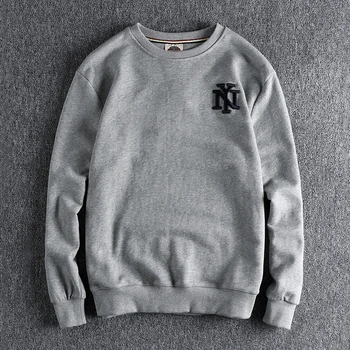 Primavera e autunno nuove felpe con ricamo a lettera retrò americana moda uomo lavato pullover di alta qualità abbigliamento sportivo casual