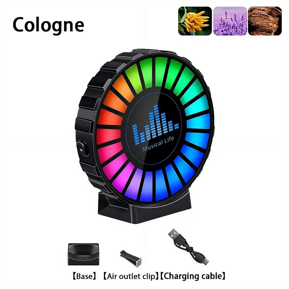 Car Music Rhythm Light Sound Activated LED Ambient Lamp PC Material Vent Clip Mount  Rechargeable with Aromatherapy