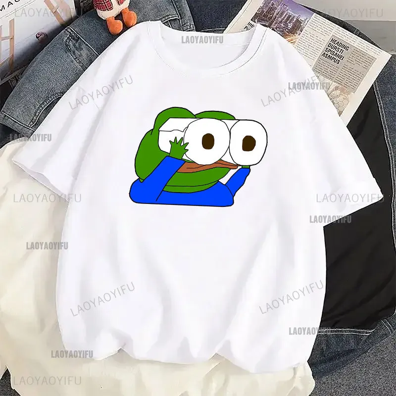 T-Shirt męski zabawna 100% bawełniana koszulka z motywem żaby Unisex z krótkim rękawem Harajuku nadruk Kawaii koszulka codzienna urocza odzież uliczna