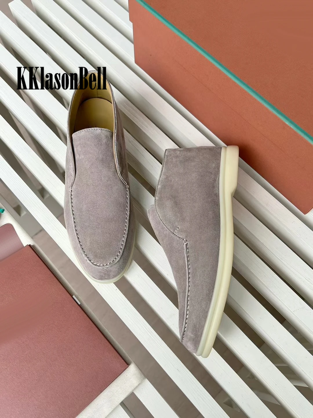 10.9 mocassini alti da donna in pelle scamosciata di mucca Casual comode scarpe Slip-On KKlasonBell