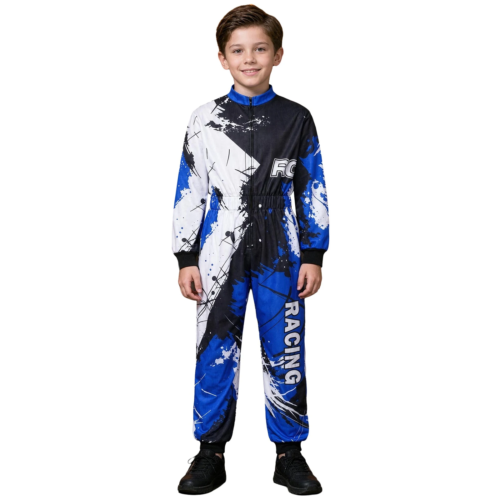 Jungen Motocross-Rennanzug, einteiliger Dirt-Bike-Rennanzug für Kinder, Spritzdruck, Offroad-ATV-Motorrad-Fahrkostüm – Detail 12