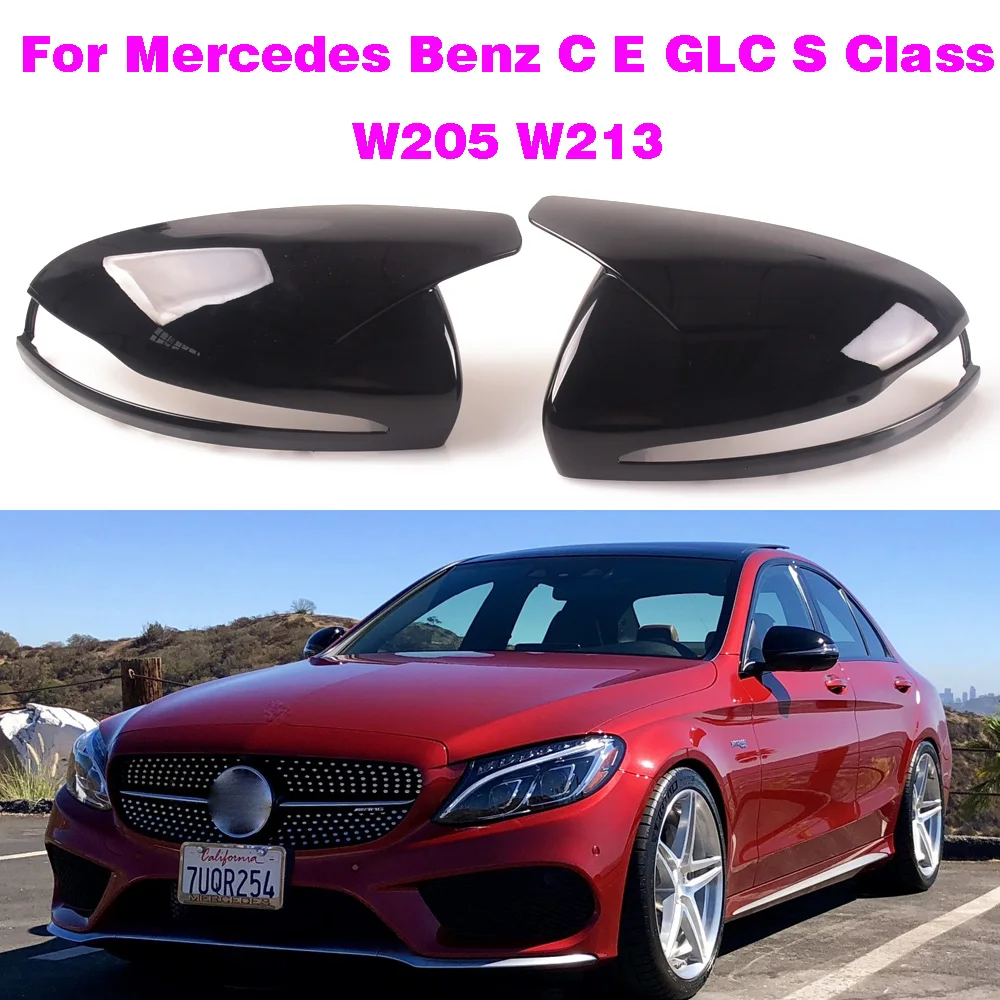 

LHD For Mercedes Benz C GLC S E Class W205 X253 W222 W213 W238 Replacement Bright Black Side Rearview Mirror Cover Caps Shell