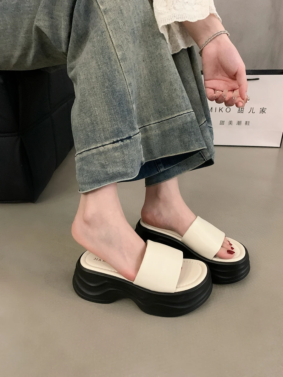 Kasual berjalan Platform loafer sandal nyaman desainer tinggi sandal untuk wanita Zapatos De Mujer slide Non-slip tren