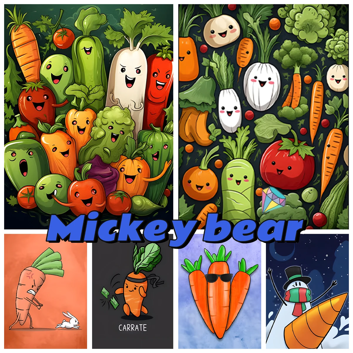 

Carrot AB 5D Diamond Painting Kit Cartoon Vegetables Diy Diamond Embroidery Cross Stitch Adult Handmade Kid Gift Home Wall Decor