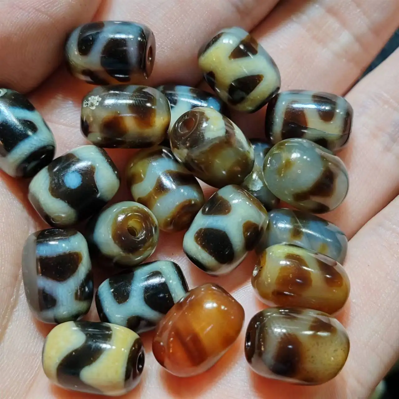 100Pcs Processing: Taigong Infiltration Coating Barrel Beads Agate Heavenly Beads Necklace Pendant Diy Accessories Dzi