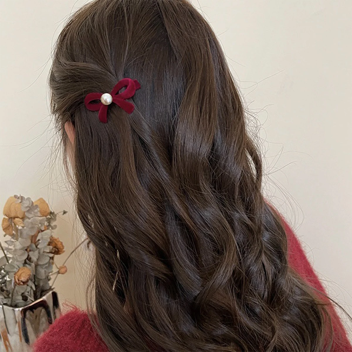 Girly Style Velvet Burgundy Hairpin Sweet Hair Accessories Headdress Great gift for loved ones Princess Sweet Headwear