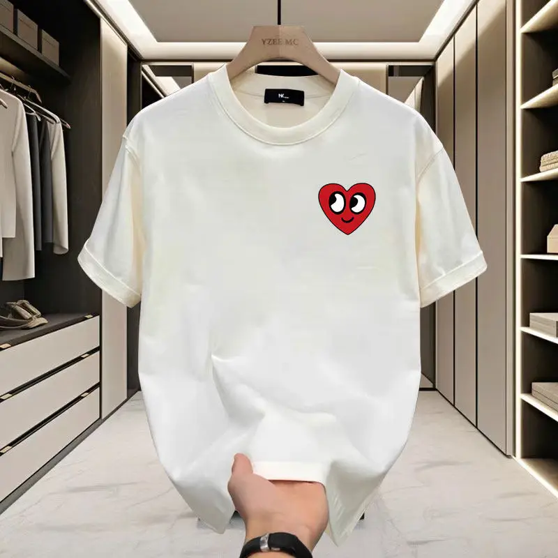2026 Summer Short Sleeve Luxury All-purpose Breathable T-shirt for Men and Women with Love Print Short Sleeve