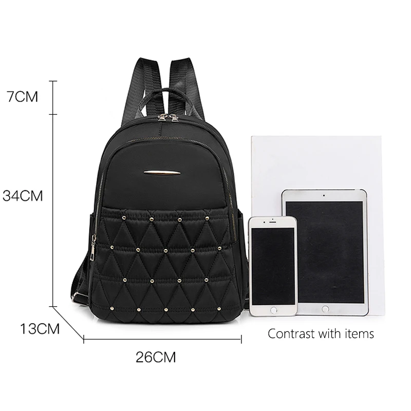 2023 High Quality Ladies Oxford Fabric Backpack Casual Shoulder Bags Large Capacity Travel Backpack With Rivet Diamond Design