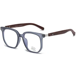 Trendy Anti Blue Light Wooden Grain Leg TR90 Glasses, Men Women Korean Square Blue Ray Blocking for Computer Glass Frames F30128