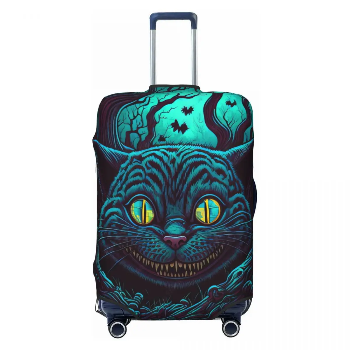 

Funny Scary Cheshire Cat Luggage Cover Protector Washable Travel Suitcase Covers